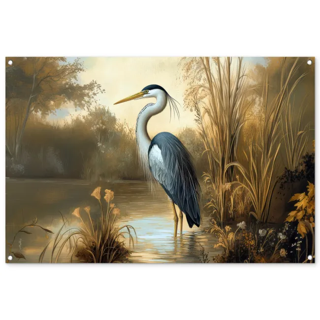 Tuinposter - Reiger - Water - Planten