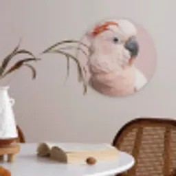Kaketoe - Portret - Roze Akoestische PET Vilt - Rond klein -sfeer3