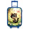 Kat - Vlinder - Bloemen Kinderkoffer - Blauw klein -zz3dotto