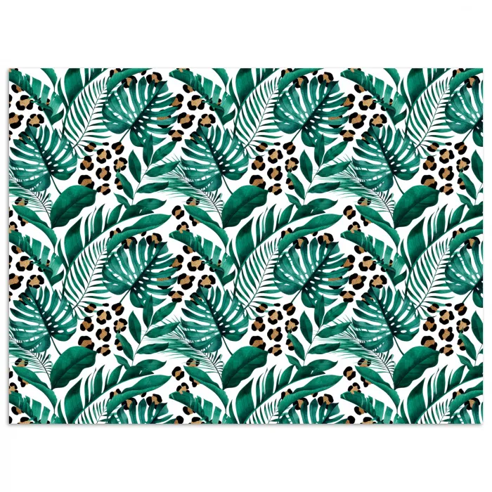 Inductie beschermer - Panterprint - Bladeren - Jungle - Afdekplaat voor kookplaat poster papier klein -3d