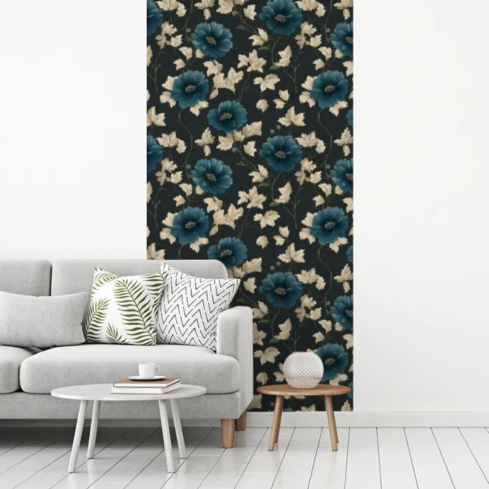 Botanisch - Bloemen - Blauw fotobehang vinyl groot 64 -woonkamer