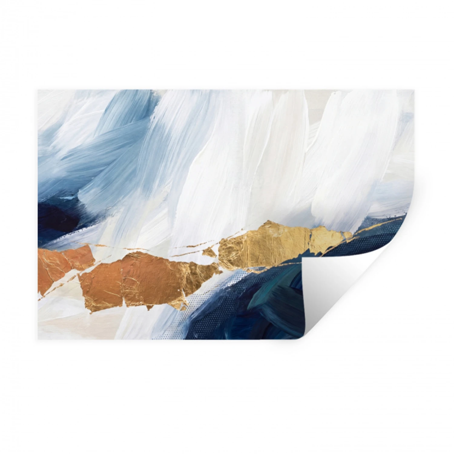 Abstract - Acryl - Blauw - Goud - Elegant Muursticker klein -3d