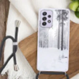 Bos - Sneeuw - Pad - Winter - Stilte Hoesje Samsung Galaxy A52 5G met koord klein -sfeer4