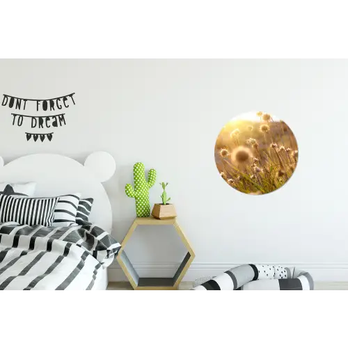 Planten - Natuur - Bloemen - Zon - Horizon Wandcirkel aluminium klein -kinderkamer