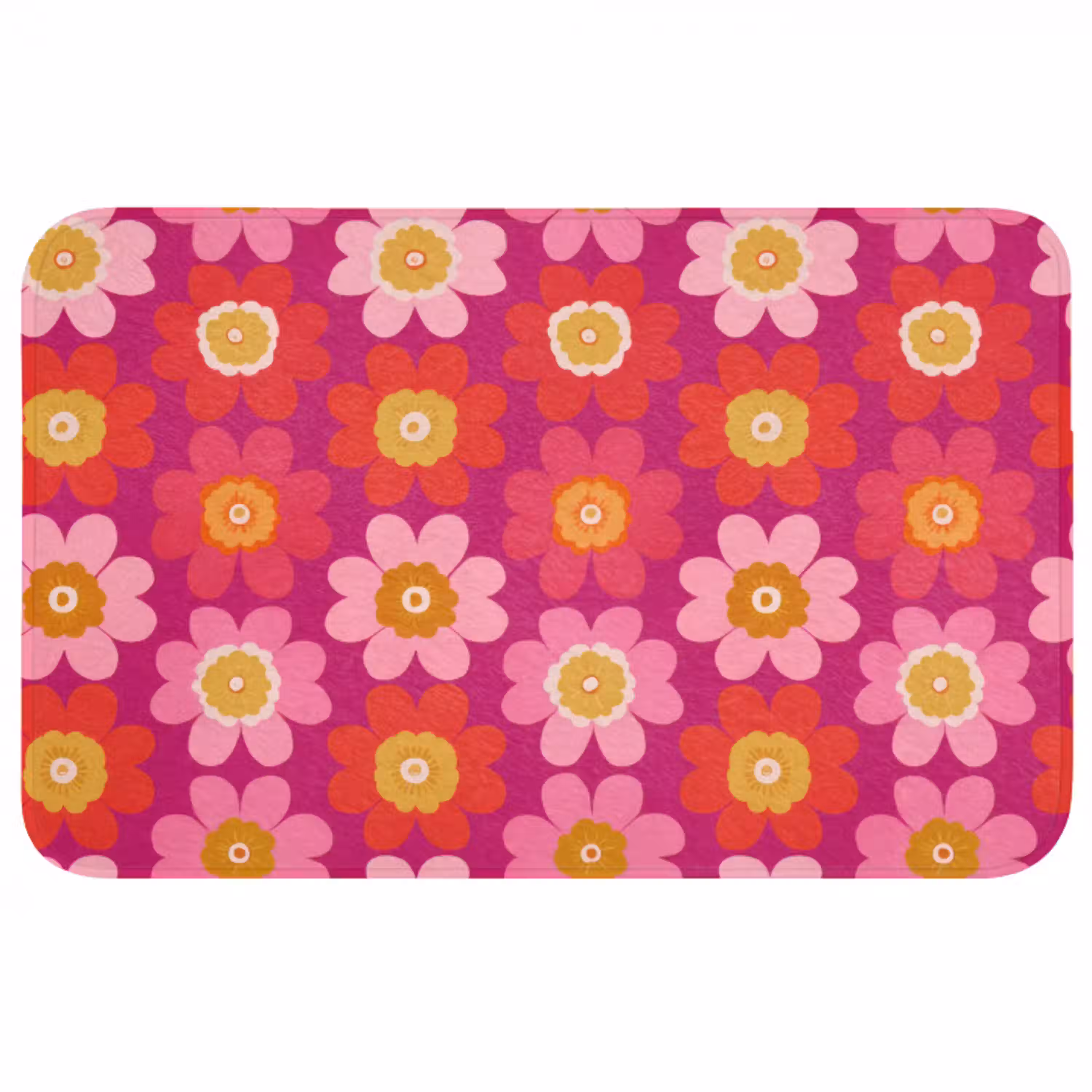 Bloemen - Retro - Kleurrijk Badmat middel 997 -3d