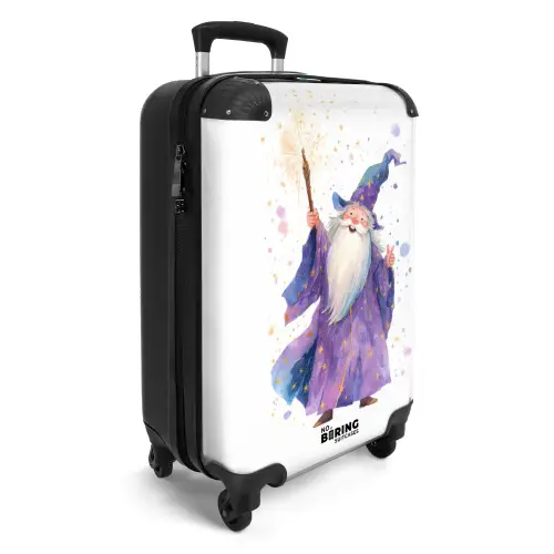 Tovenaar met een witte baard en toverstaf NBS - Handbagage koffer - Kinderen Unisex middel -productfoto_3d