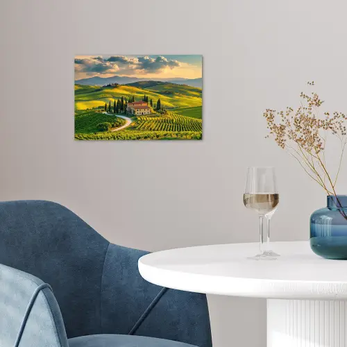 Toscane - Landschap - Wijngaarden poster papier klein -sfeer3