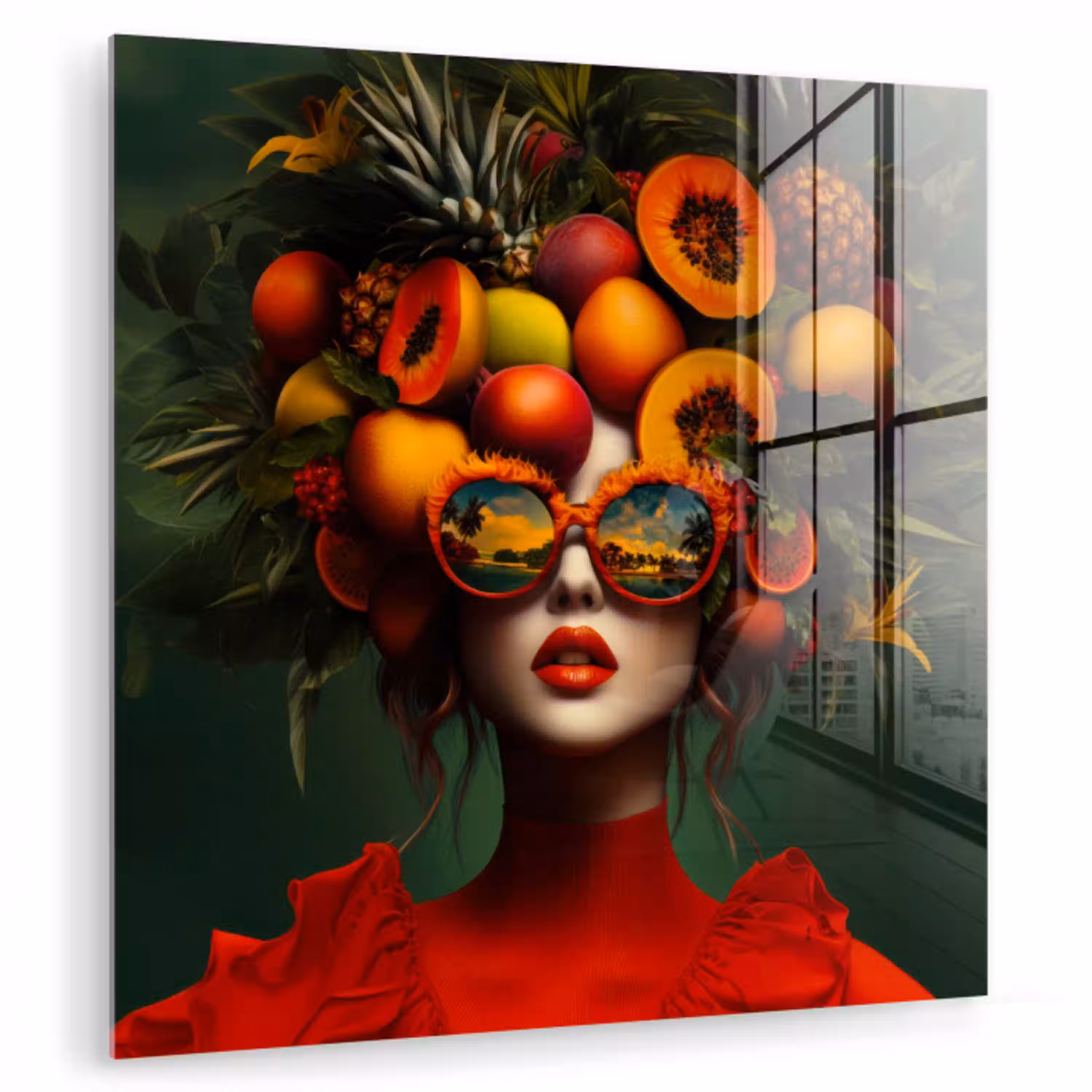 Vrouw - Vruchten - Papaja - Ananas plexiglas 5mm klein -zzzproduct_nieuw