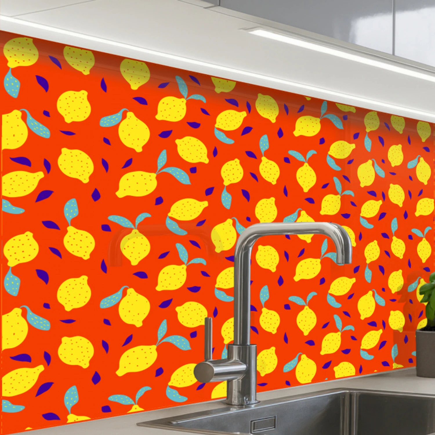 Oranje - Citroen - Geel - Blauw keuken achterwand 2 middel 865 -zzzz3d_schuin