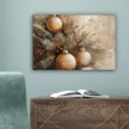 Kerst - Kerstballen - Beige - Goud canvas 2cm klein -sfeer4