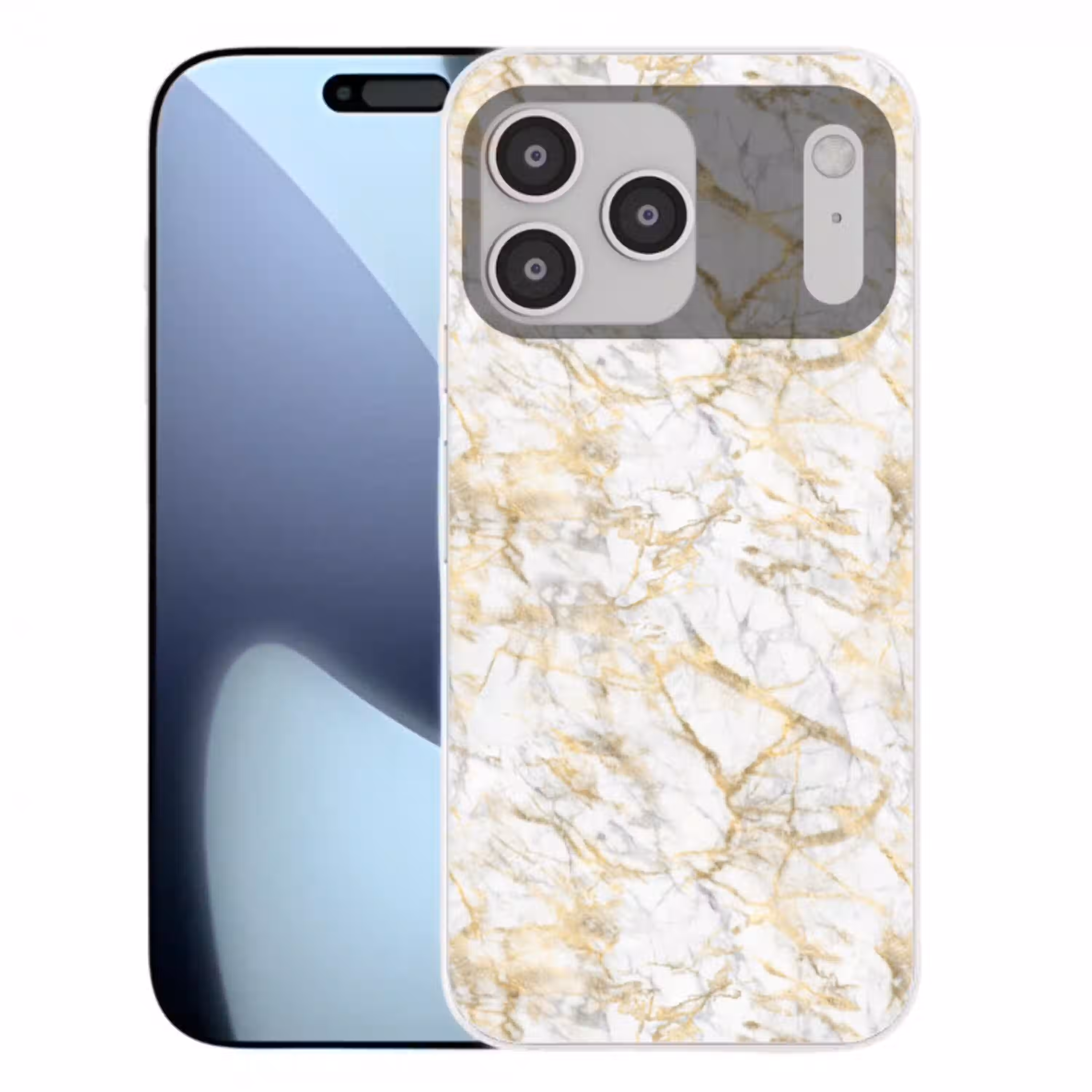 Marmer - Wit - Expressief - Goudaccenten Telefoonhoesje iPhone 17 Pro Max klein 879 -3d