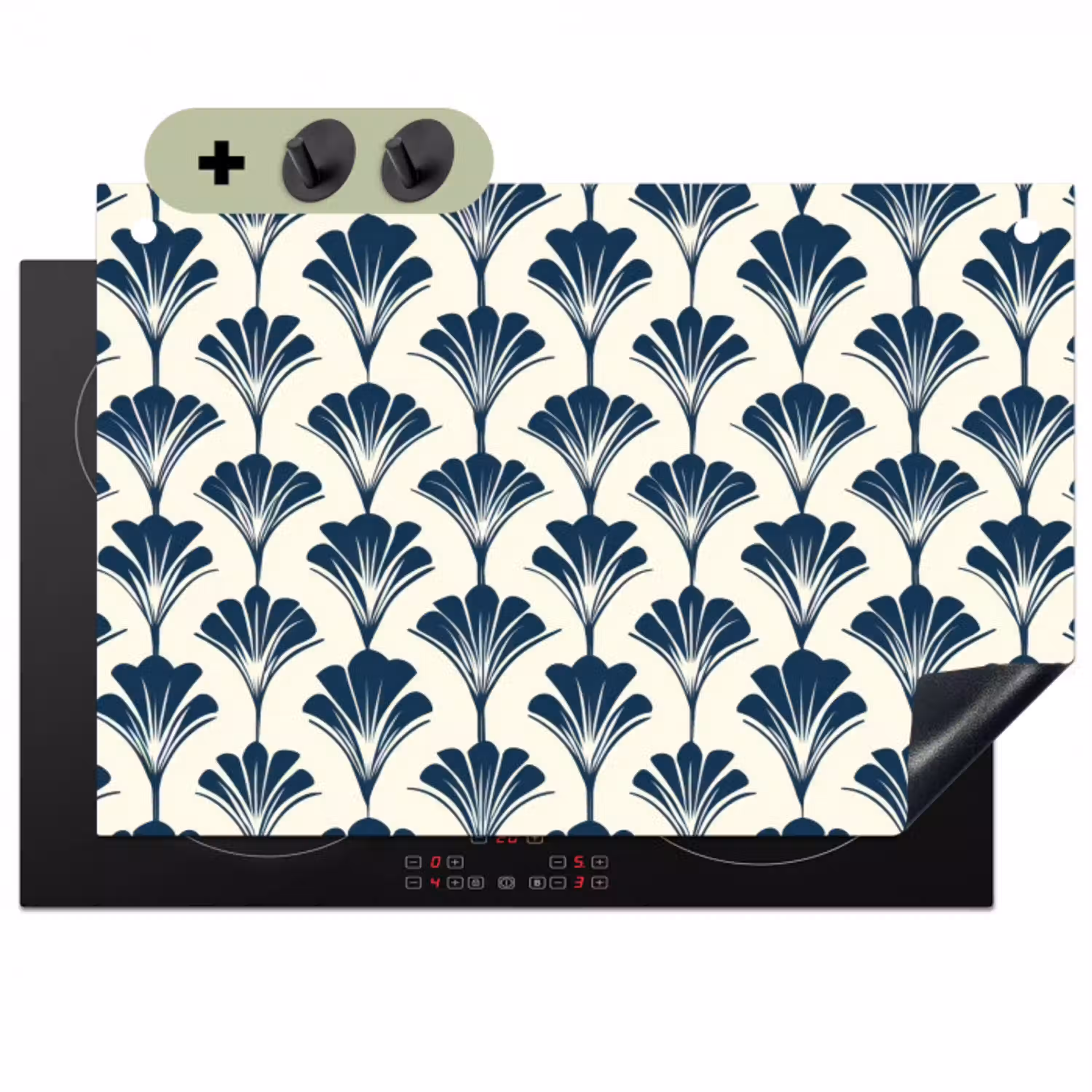Klassiek - Motief - Blauw Inductie beschemer met haakjes klein 777 -3d