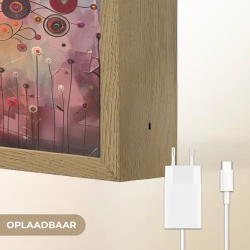 Boom - Paars - Abstract - Kunst Light Box met batterij (Wandlamp) middel -USP_websiteoplaadbaarNL