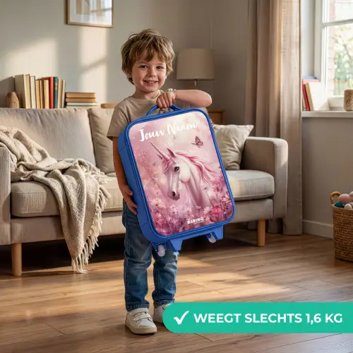 Eenhoorn - Roze - Vlinder - Bloemen Kinderkoffer - Blauw klein -sfeer2_NL