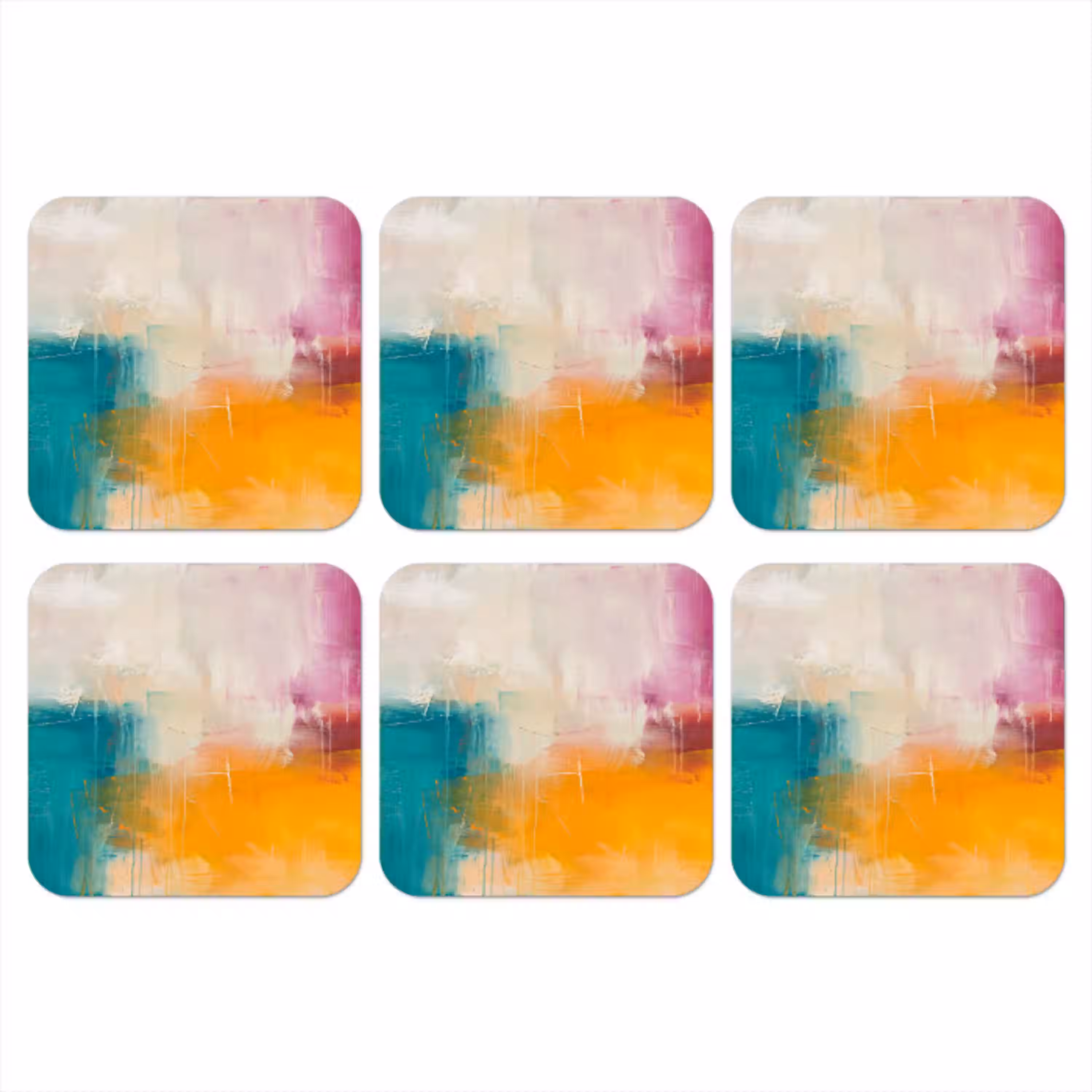 Abstract - Kleurrijk - Modern - Kunst - Oranje onderzetter kurk middel -3d