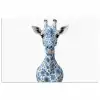 Giraffe - Delfts blauw - Dieren - Minimalistisch poster papier klein -3d
