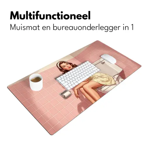 Roze - Retro - Vrouw Muismat XXL klein -sfeer4