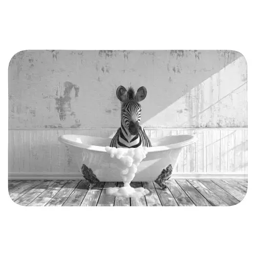 Zebra - Wilde dieren - Vintage - Zwart - Wit WCmat klein -3d