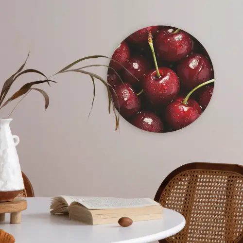 Rood - Fruit - Kersen Akoestische PET Vilt - Rond klein -sfeer3