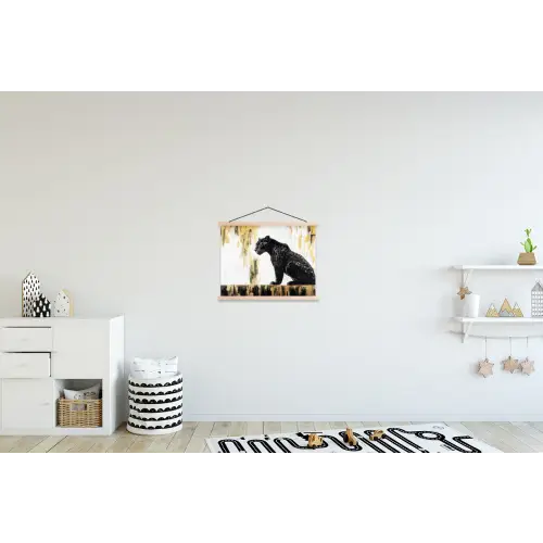 Panter - Zwart - Abstract - Goud textielposter latten blank klein -kinderkamer
