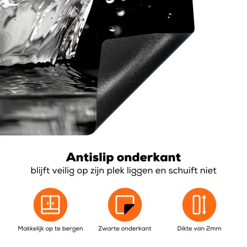 Water - Zwart - Abstract Inductie beschermer vinyl 3mm klein -zzzzzzz-td-onderkant