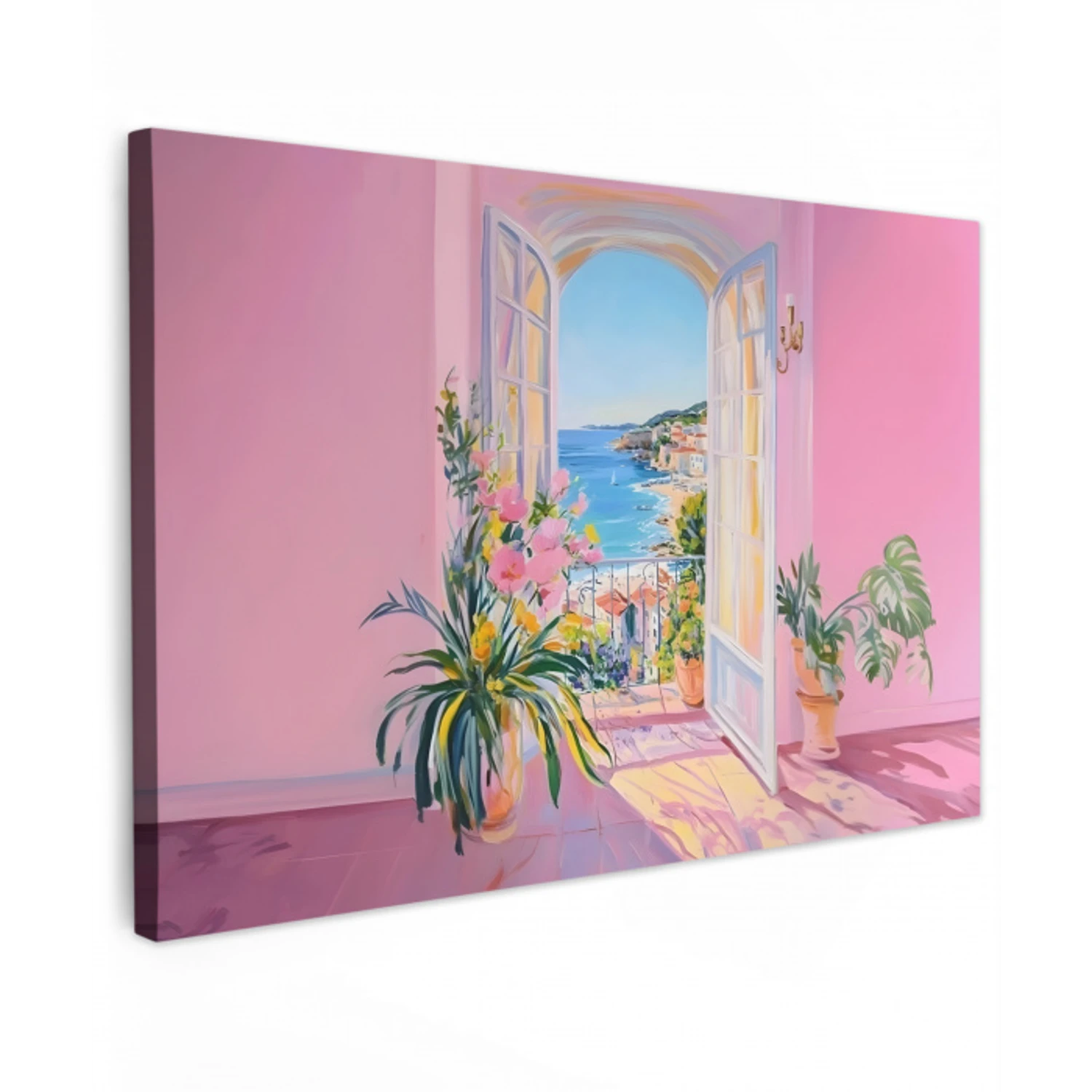 Roze - Buiten - Verf Tuinposter op houten frame 2 cm dik klein -3d