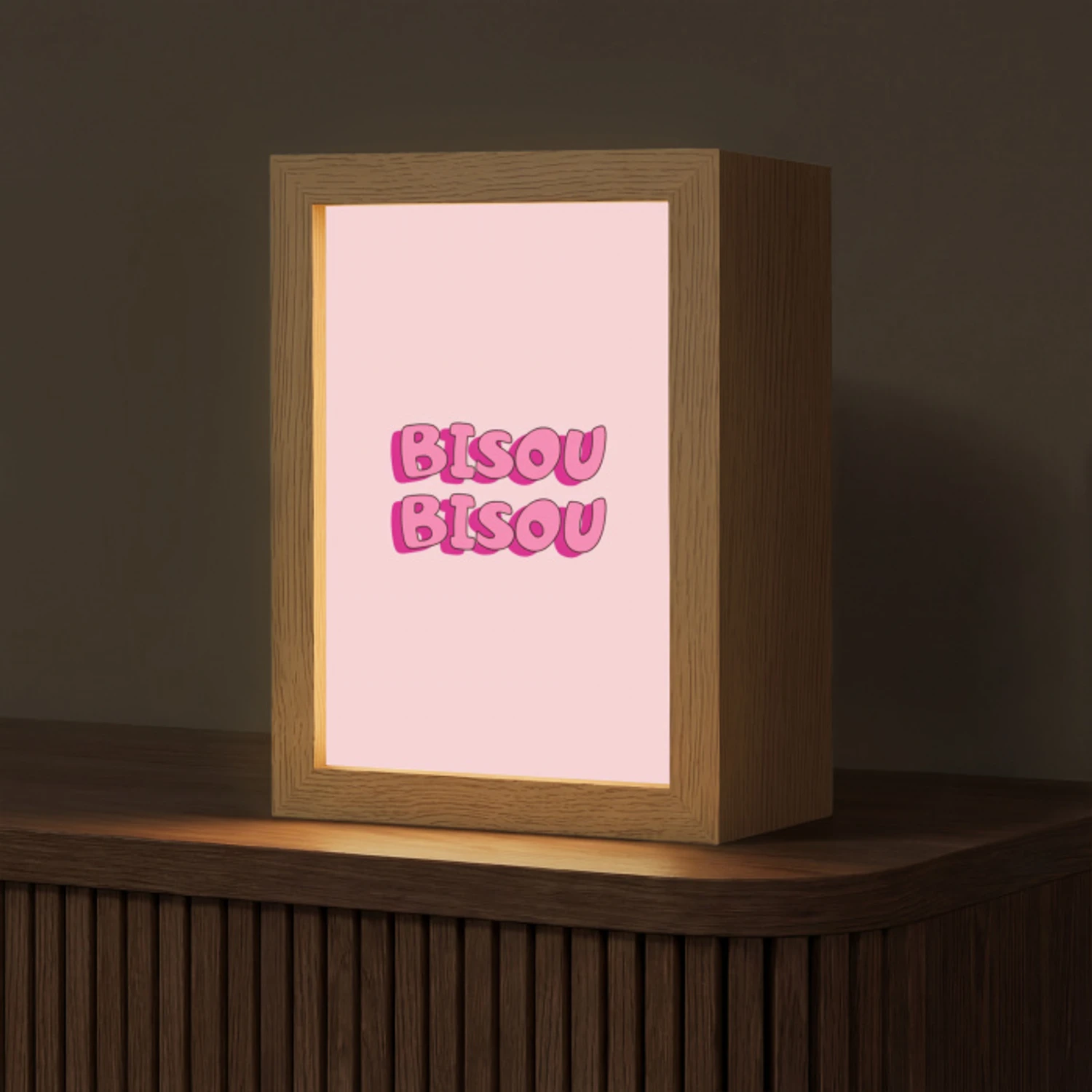 Bisou - Roze - Schaduw Light Box met kabel (Tafellamp) klein -z3d_website