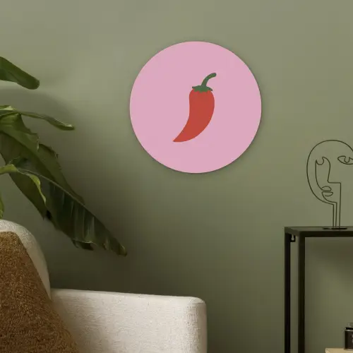 Peper - Rood - Illustratie Akoestische PET Vilt - Rond klein -sfeer2