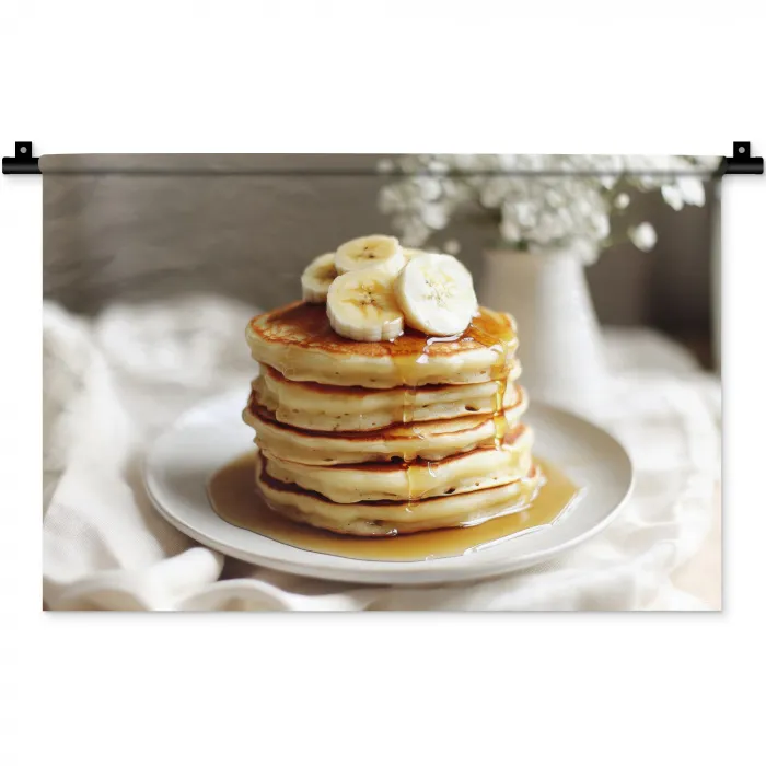 Pannenkoeken - Banaan - Siroop - Wit - Beige Wandkleed katoen klein -zz3d