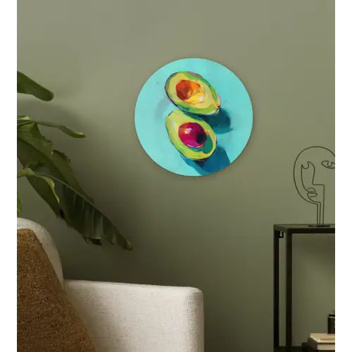 Avocado - Groen - Pit - Schaduw Wandcirkel kunststof plaat 5mm dik klein -sfeer3