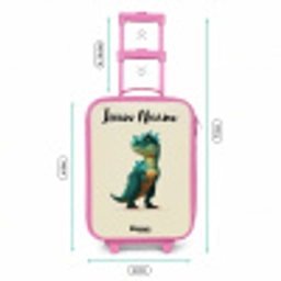 Dino - Dier - Groen Kinderkoffer - Roze klein -productfoto_formaten