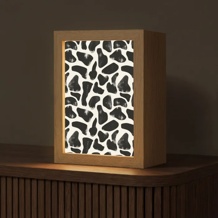 Dierenpatroon - Vlekken - Zwart - Wit Light Box met kabel (Tafellamp) klein 925 -z3d_website