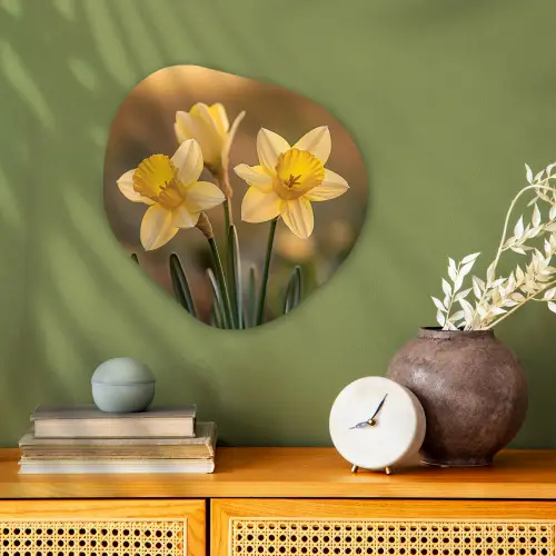 Bloemen - Geel - Wazig Wandcirkel Organisch Forex 3mm klein -sfeer2