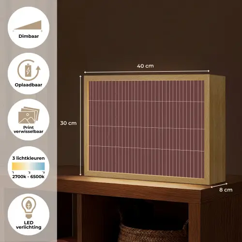 Lijnen - Patroon - Bordeaux Light Box met batterij (Wandlamp) middel 907 -USP_websiteoverzichtNL