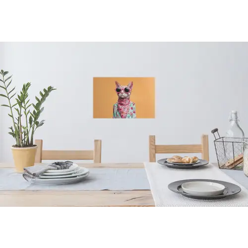 Zonnebril - Kat - Sjaal - Bloemen Muursticker klein -eettafel