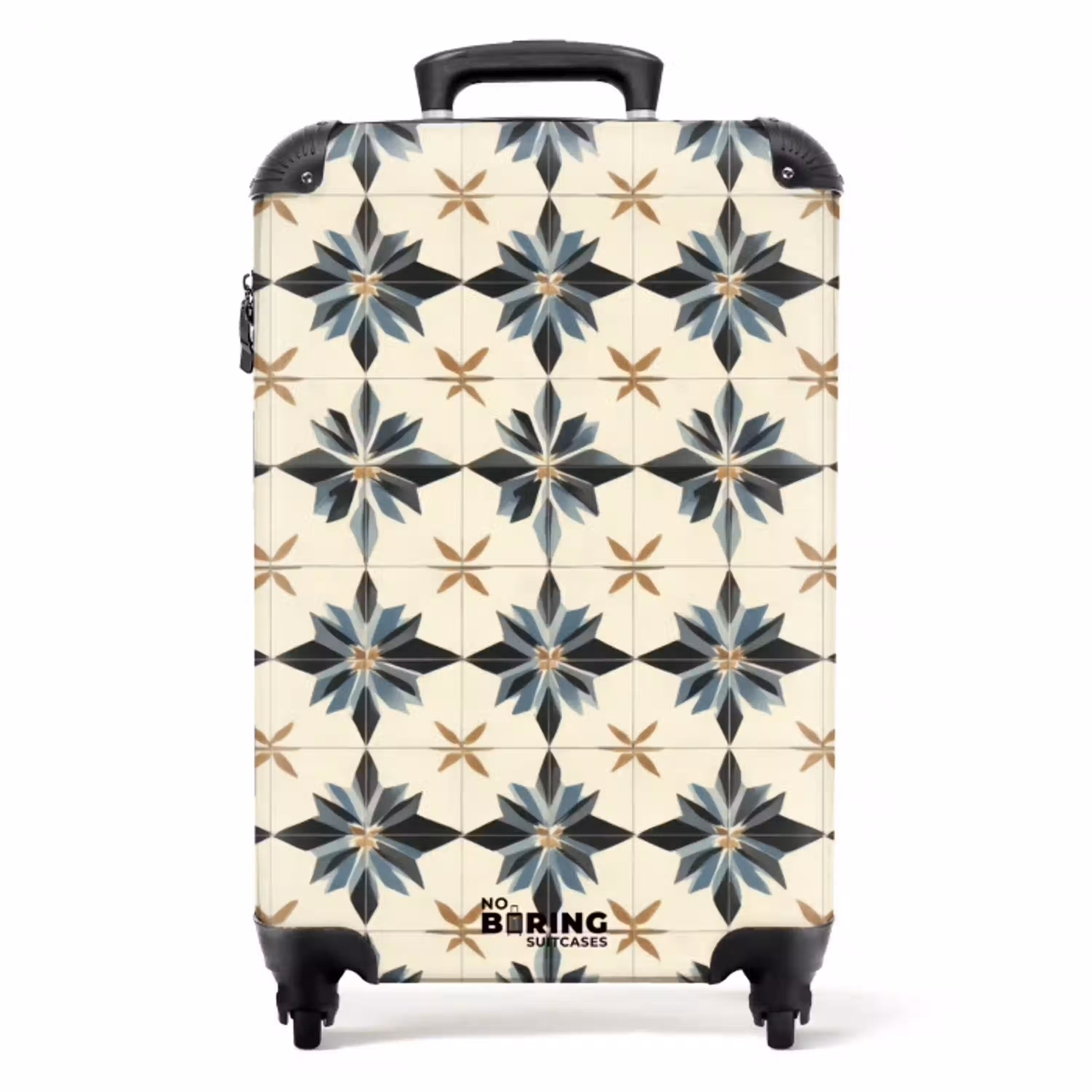 Sierlijk - Ornament - Blauw NBS - Handbagage koffer - Volwassenen Unisex middel -productfoto_recht