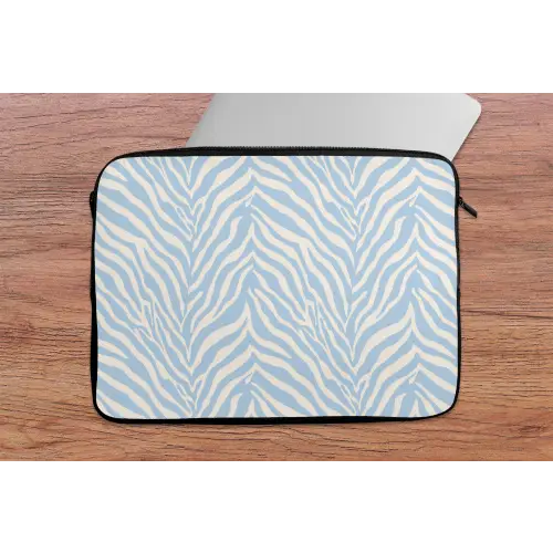 Zebra - Motief - Blauw - Wit laptophoes neopreen klein 279 -tafel
