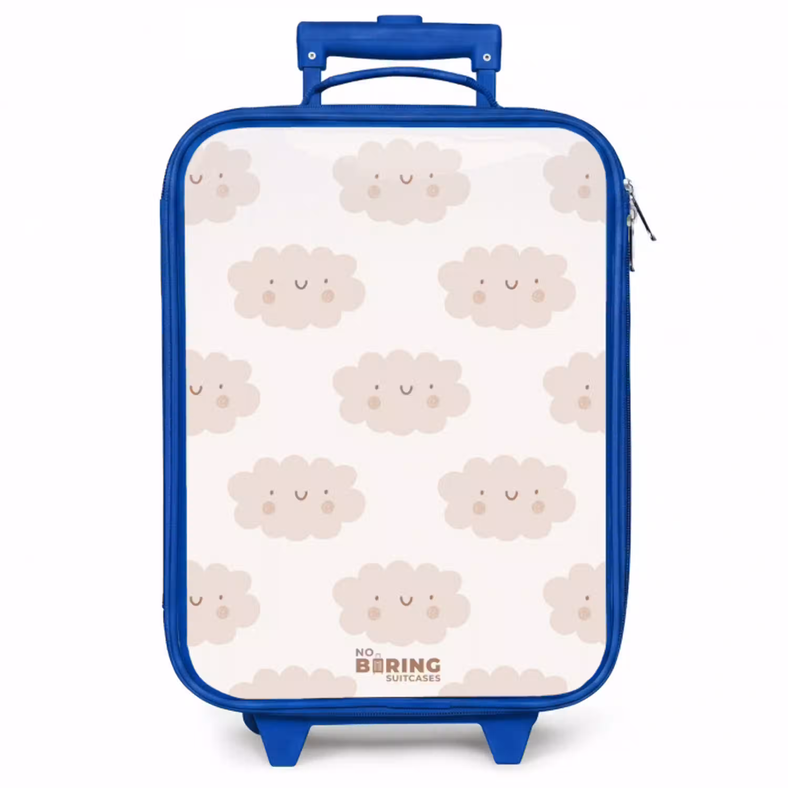 Vrolijke wolkjes met gezichtjes op crèmekleurige achtergrond Kinderkoffer - Blauw klein -zzz_website3d