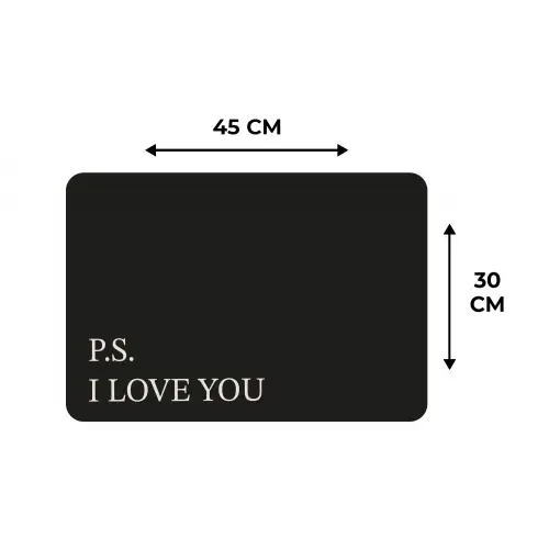 Zwart - Minimalistisch - Valentijn Placemat vinyl groot -specs