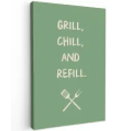 Grill - Groen - Zomer - Quote Tuinposter op houten frame 2 cm dik klein -3d