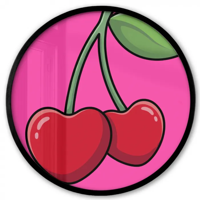 Kers - Roze - Fruit Fotolijst rond zonder passe partout klein -3d