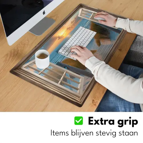 Doorkijk - Strand - Pad - Zonsondergang Muismat XXL klein -sfeer3
