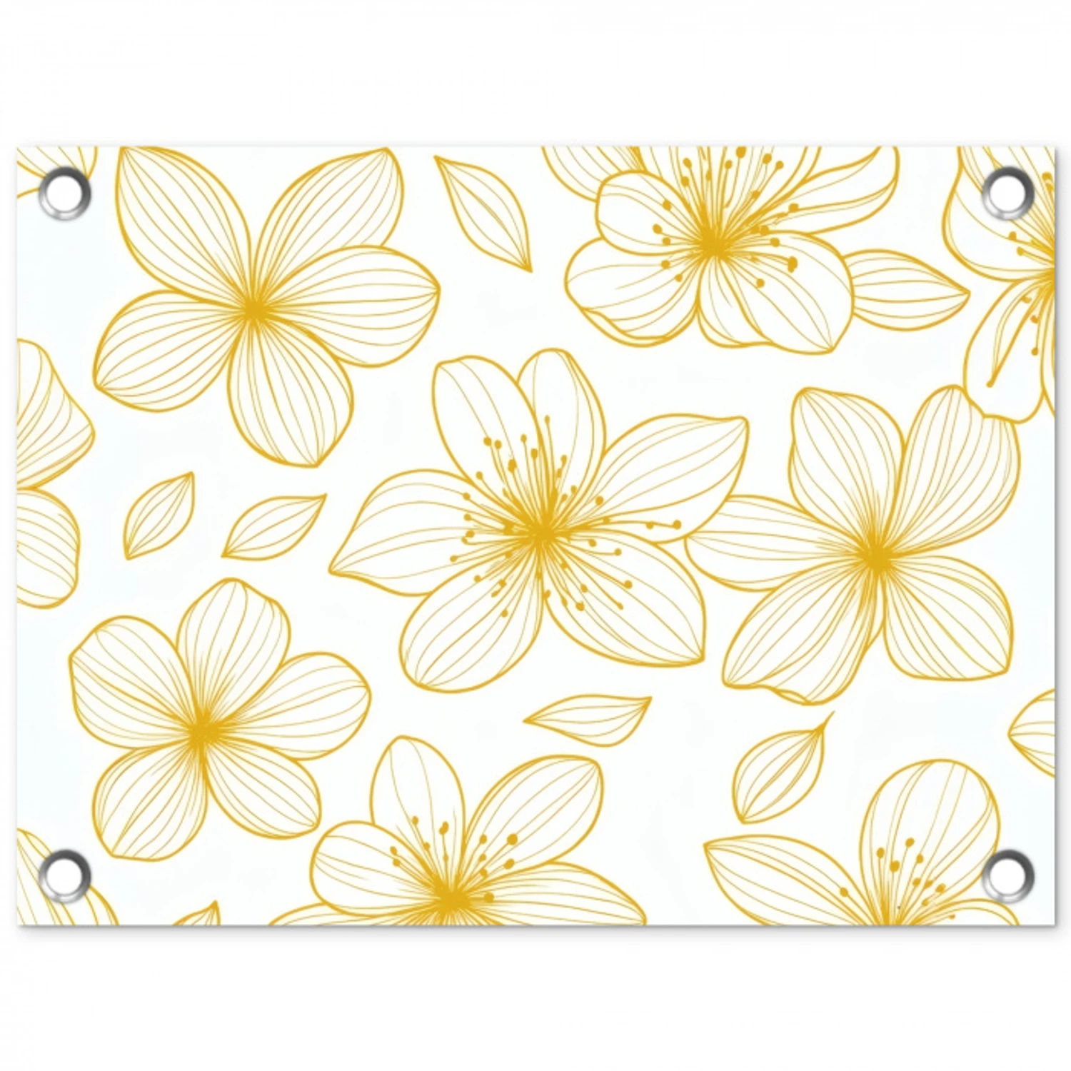 Bloemen - Patroon - Illustratie - Geel tuinposter los doek klein -3d