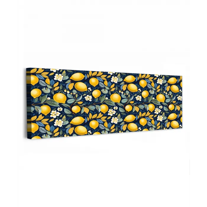Citroenen - Bloemen - Bladeren - Blauw canvas 2cm klein 828 -z3d