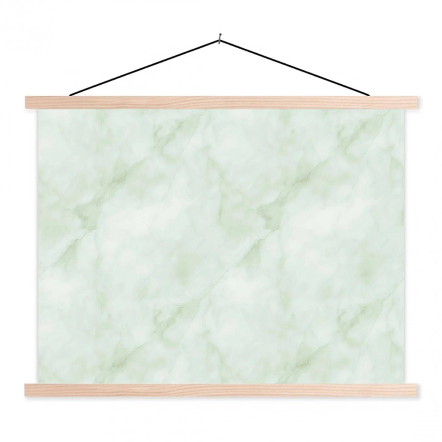 Groen - Marmer - Vloeiende aders textielposter latten blank klein 122 -3d