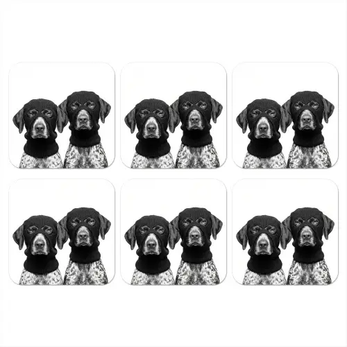 Honden - Bivakmuts - Zwart - wit onderzetter kurk middel -3d