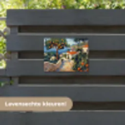 Huizen - Mozaïek - Sinaasappelbomen - Zee tuinposter los doek klein -sfeer3