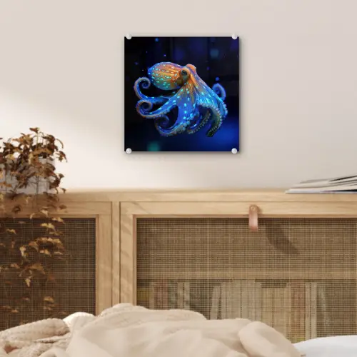 Octopus - Stippen - Blauw - Zee plexiglas 5mm klein -sfeer4