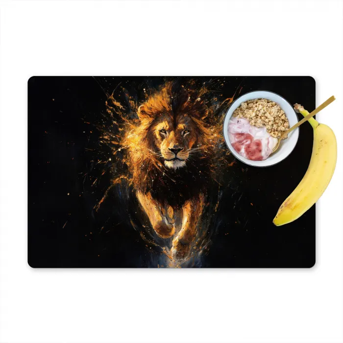 Leeuw - Zwart - Oranje - Verf Placemat vinyl groot -zzzproduct_Kitchenyeah-website