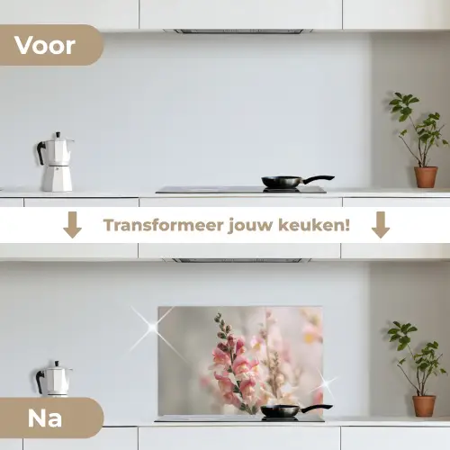 Bloem - Leeuwenbek - Roze - Stengel keuken achterwand spatscherm klein -voor_na_NL